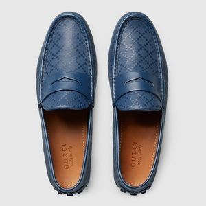 Gucci diamanté Navy blue driving loafers size 8.5
